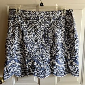 NWT Women’s Blue LOFT Lace Cutout Detail Mini Skirt Size 14